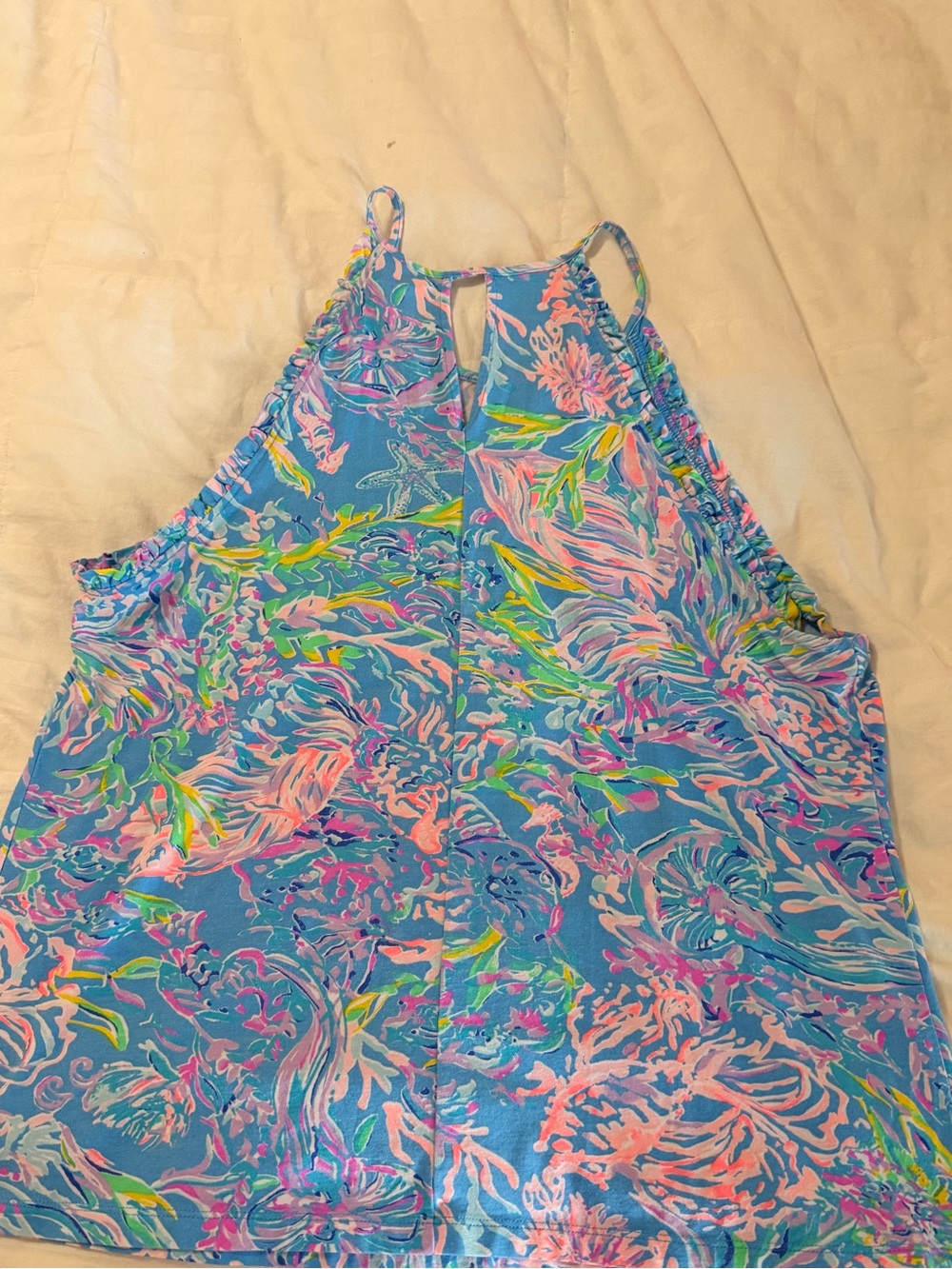 Lilly Pulitzer Pastel Tropical Print Halter Tank Top